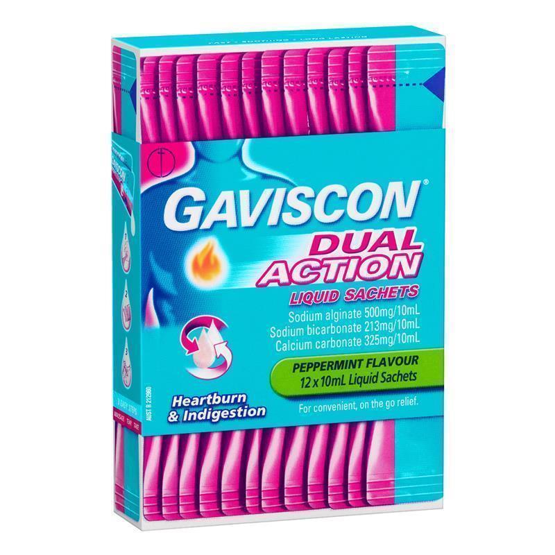 Gaviscon Dual Action Liquid Sachets - Peppermint, 12 Pack