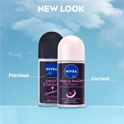 NIVEA Pearl And Beauty Fine Fragrance Black Pearls Roll On Deodorant 72H Protection 50ml