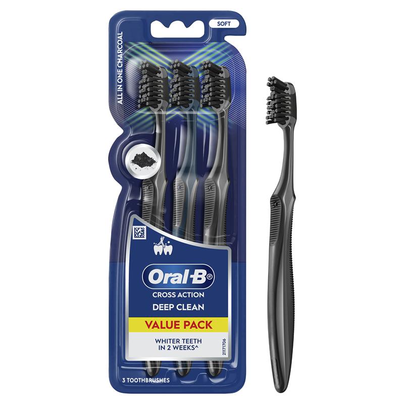 Oral-B Cross Action All In One Charcoal Toothbrush 3 Pack