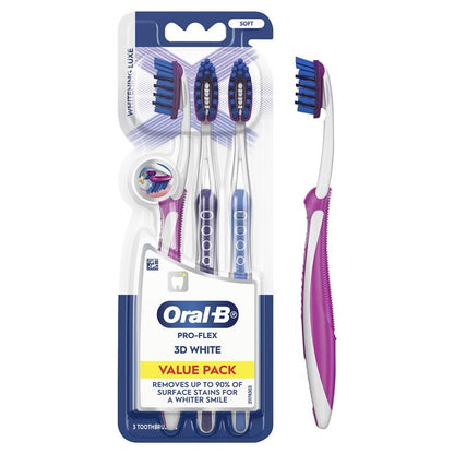 Oral-B 3D White Pro-Flex Whitening Luxe Toothbrush - 3 Pack