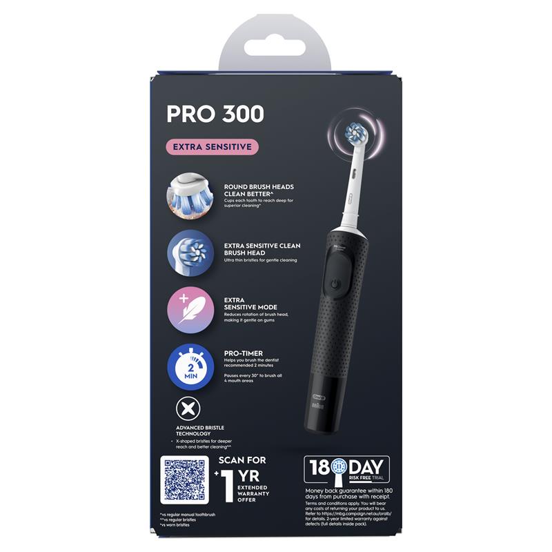 Oral-B Pro 300 Electric Toothbrush - Everyday Clean Black