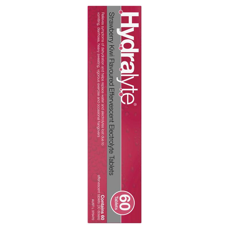 Hydralyte Electrolyte Effervescent Tablets - Strawberry Kiwi (60 Tablets)