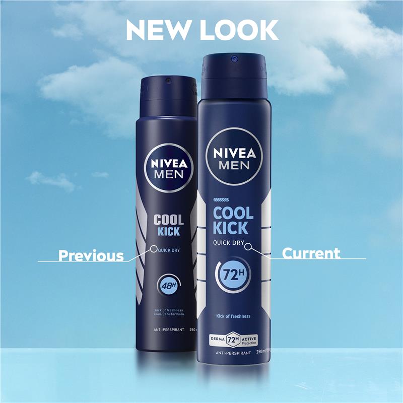 NIVEA MEN Cool Kick Aerosol Deodorant 72H Protection 250ml