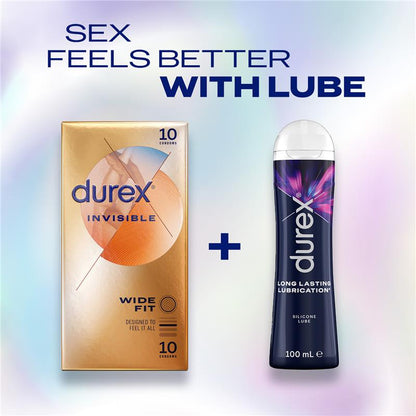 Durex Invisible Wide Fit Condoms - 10 Pack for Enhanced Comfort
