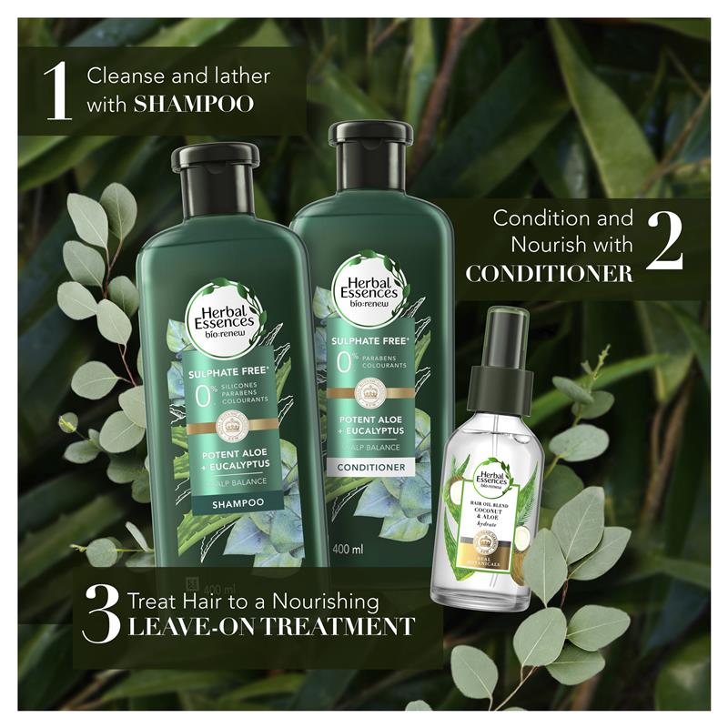 Herbal Essences Bio Renew Potent Aloe & Eucalyptus Strength & Moisture Shampoo - 400mL