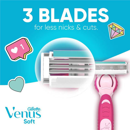 Gillette Simply Venus Hybrid Razor 4 Pack - Closer Shave with Less Nicks