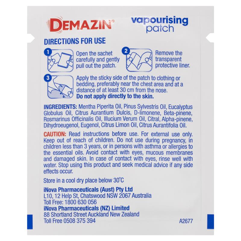 Demazin Vapourising Patches 6 Pack