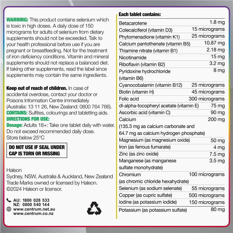 Centrum Advance 50+ 100 Tablets