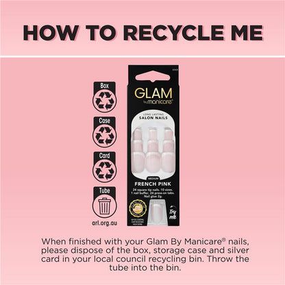 Glam By Manicare Press On Nails French Pink Medium Square French Kit