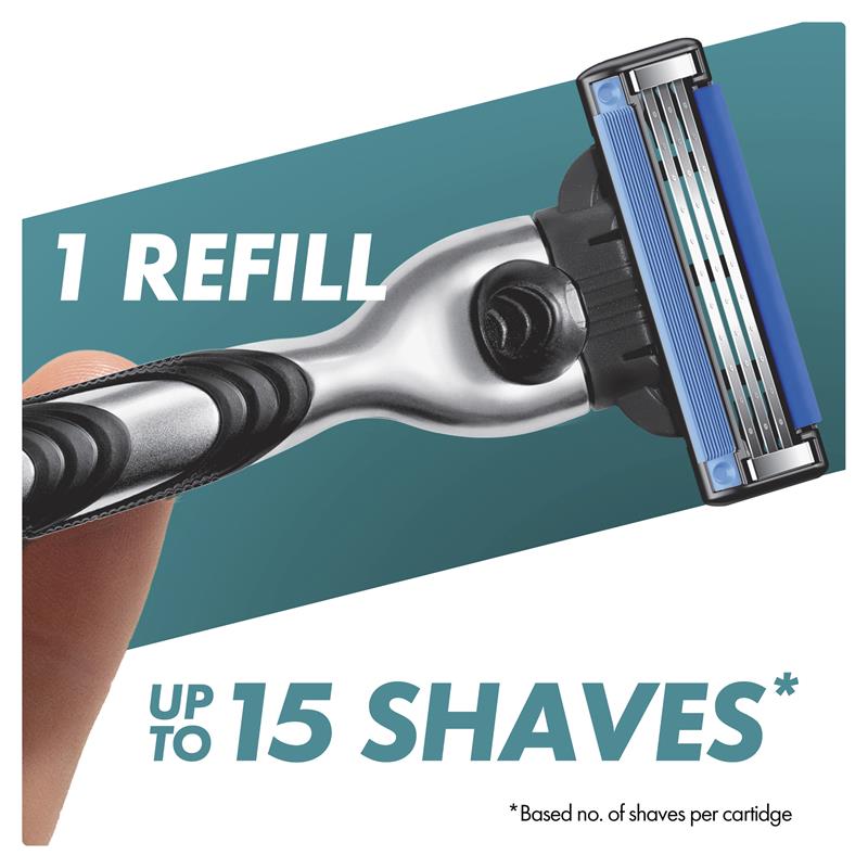 Gillette Mach3+ 3-Blade Razor with Handle & 2 Cartridges, 15 Shaves