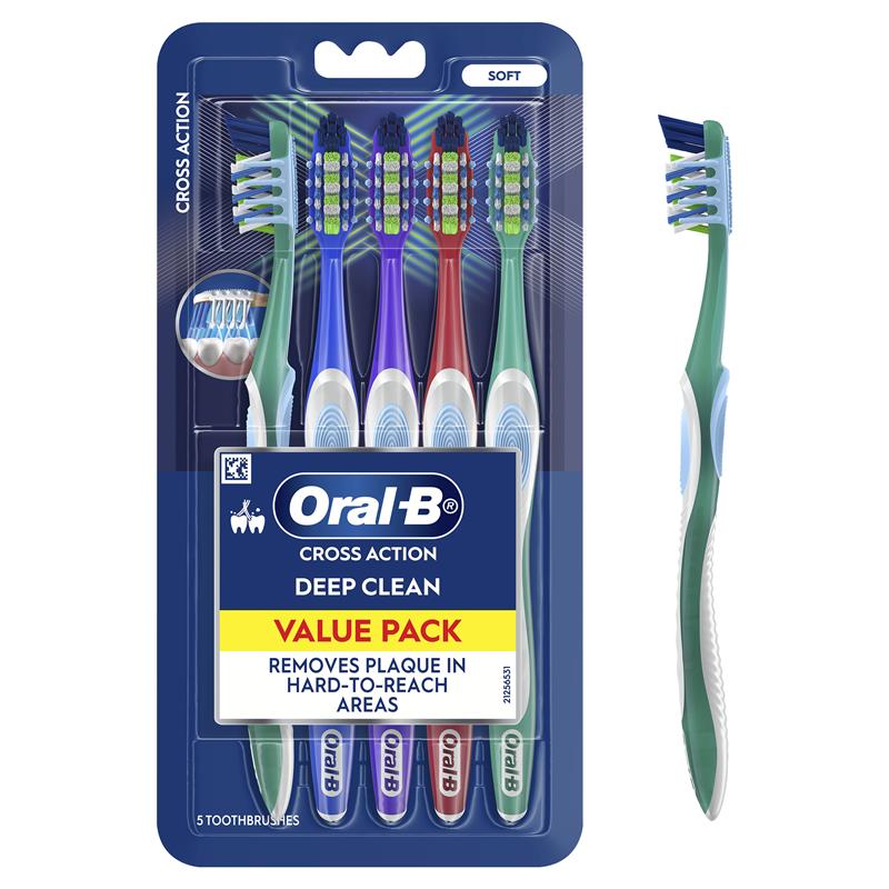 Oral-B Cross Action Toothbrush - 7 Benefits, 5 Pack
