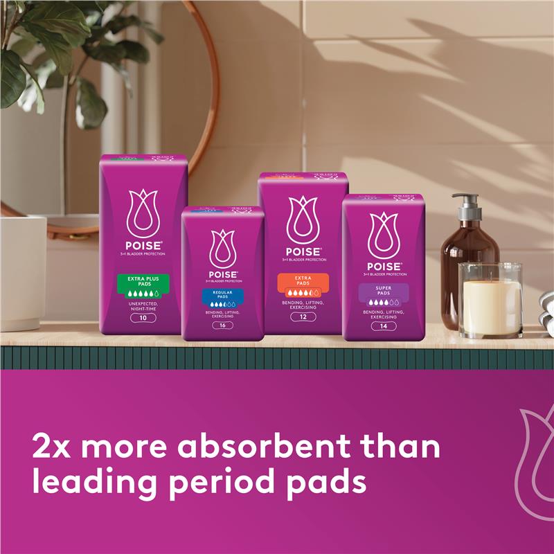 Poise Pads Extra 24 Bulk Pack - Discreet Bladder Leakage Protection