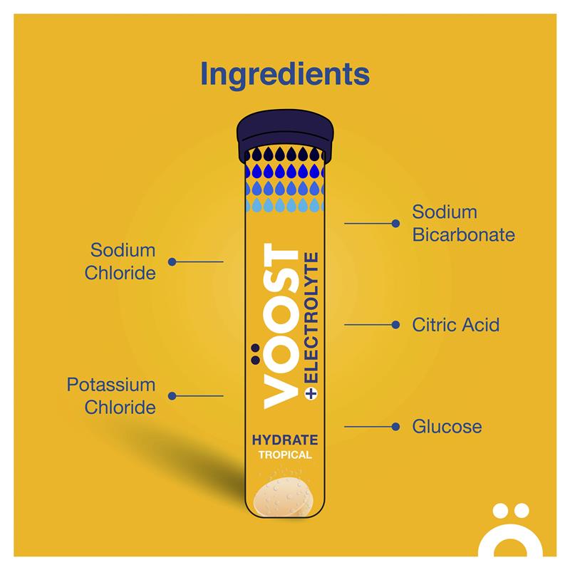 Voost Hydrate Tropical Effervescent Tablets 20 Pack - Refreshing Hydration