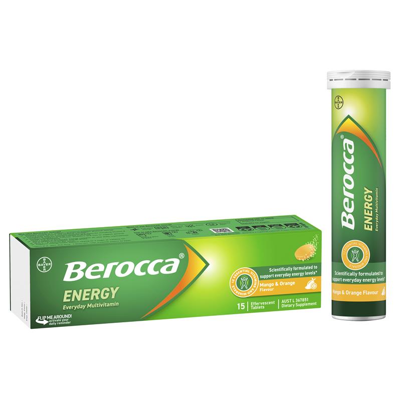 Berocca Energy Mango And Orange 15 Effervescent Tablets