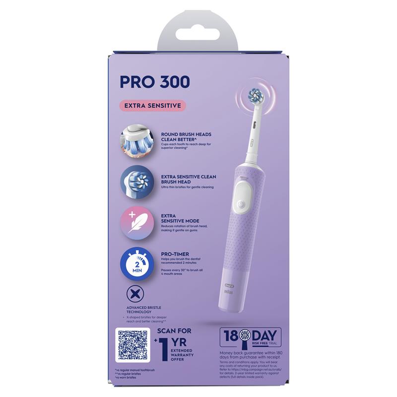 Oral-B Pro 300 Electric Toothbrush - Everyday Clean Lilac