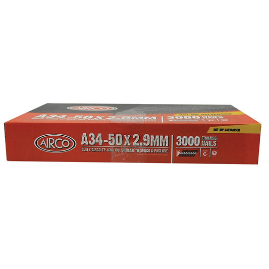 AIRCO 34 degrees Hot Dipped Galvanised Framing Nails - 50mm Box of 3000 ND34502