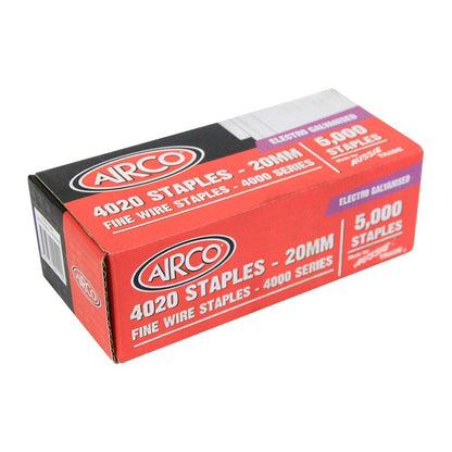 AIRCO 4000 Series Staples Electro Galvanised - 20mm Box of 5000 SF40200