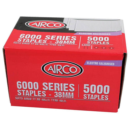 AIRCO 6000 Series Staples - 38 x 5.5mm SM60380
