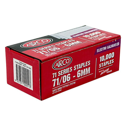 AIRCO 71 Series Staples Electro Galvanised - 6mm Box of 10000 SF71060