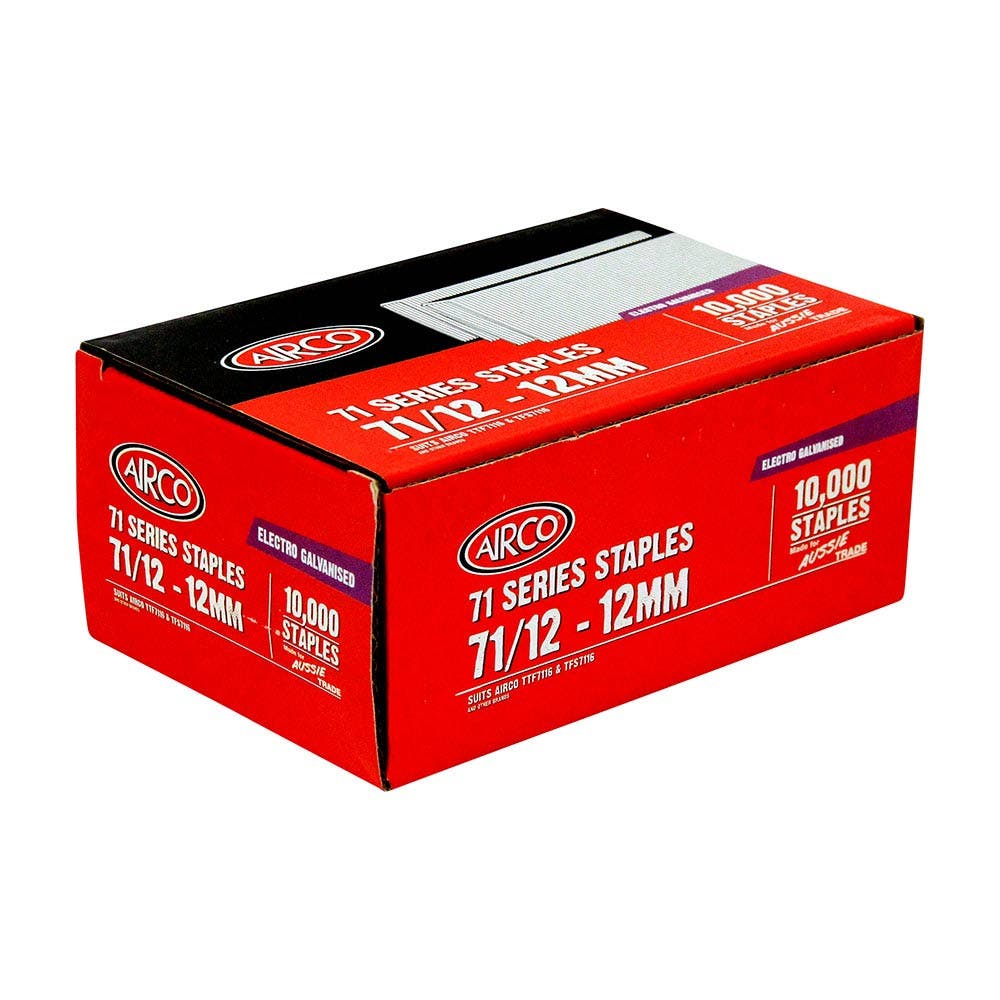 AIRCO 71 Series Staples Electro Galvanised - 12mm Box of 10000 SF71120
