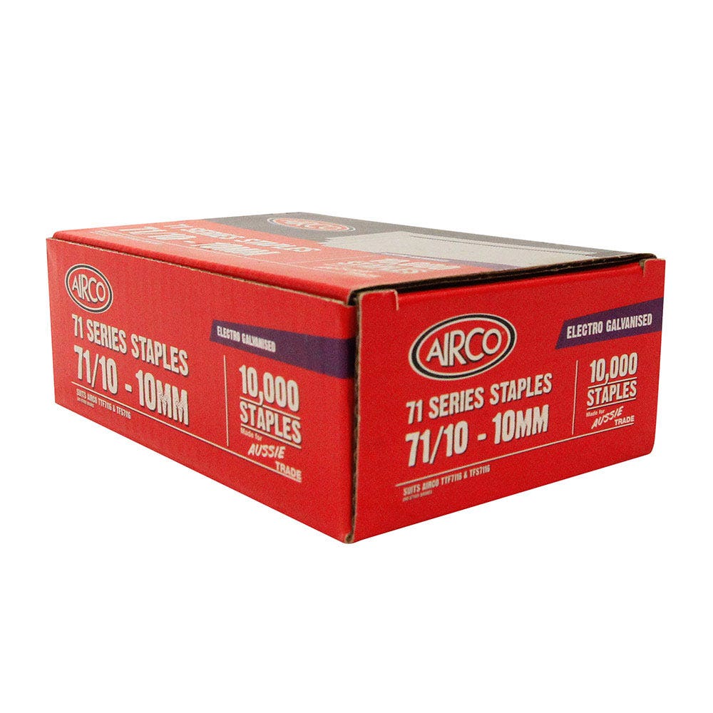 AIRCO 71 Series Staples Electro Galvanised - 10mm Box of 10000 SF71100