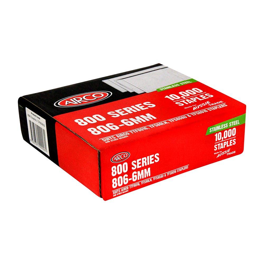 AIRCO 800 Series Staples 304 Grade Stainless Steel - 6mm Box of 10000 SF80063
