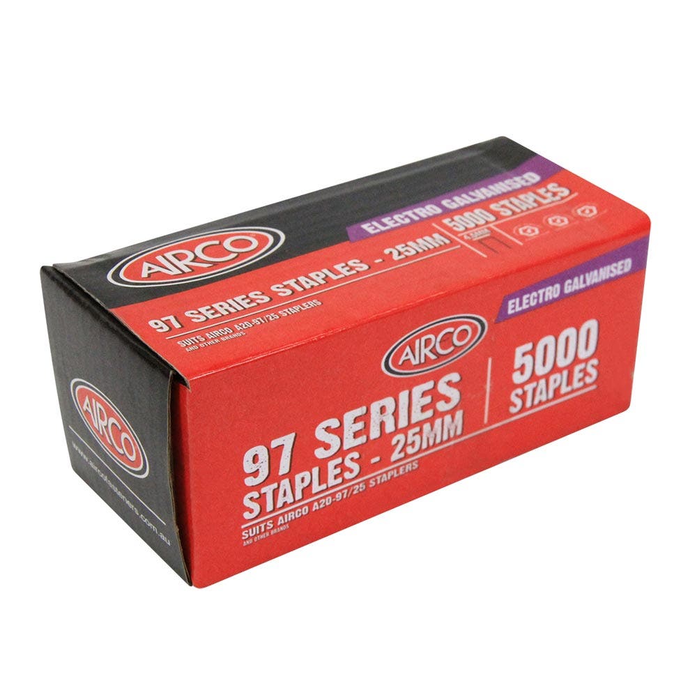 AIRCO 97 Series Staples Electro Galvanised - 25mm Box of 5000 SF97250