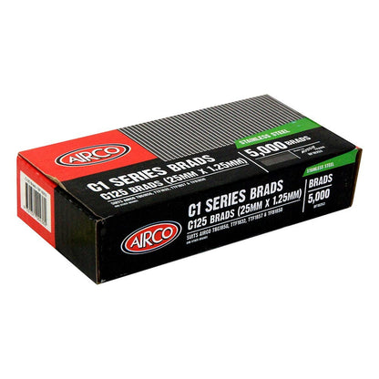 AIRCO C100 Series 304 Grade Stainless Steel Brad Nail - 25mm Box of 5000 BF18253