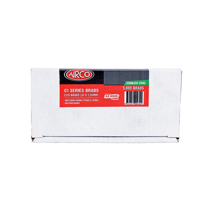 AIRCO C100 Series 304 Grade Stainless Steel Brad Nail - 15mm Box of 5000 BF18153