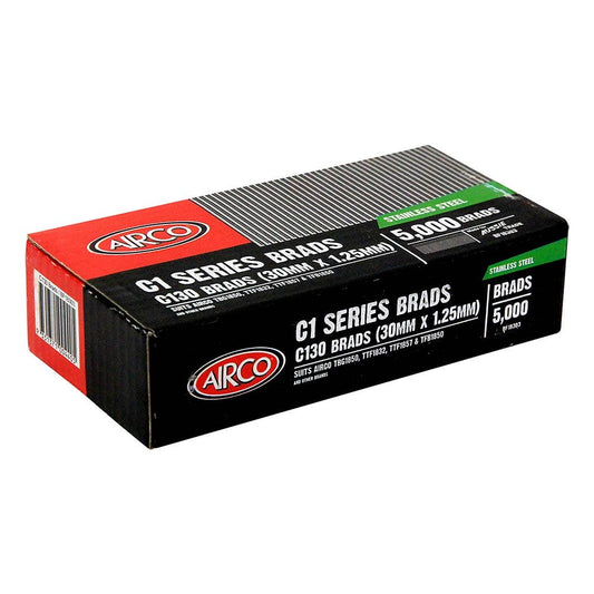 AIRCO C100 Series 304 Grade Stainless Steel Brad Nail - 30mm Box of 5000 BF18303
