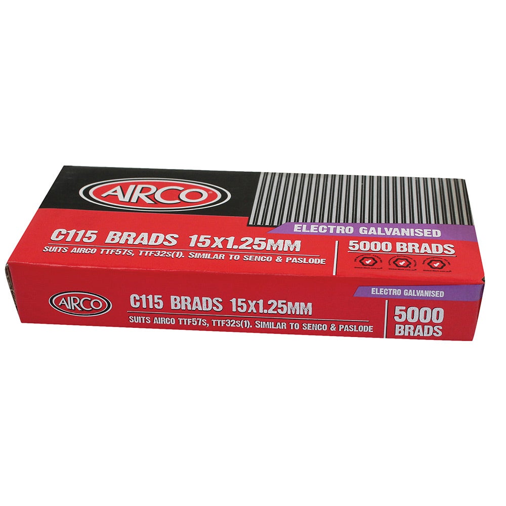 AIRCO C100 Series Brad Nails - 15 x 1.2mm BF18150