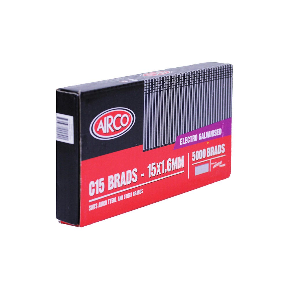 AIRCO C Series Electro Galvanised Brad Nail - 15mm Box of 5000 BC16150