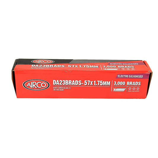 AIRCO DA Series Electro Galvanised Brad Nail - 57mm Box of 3000 BD23571