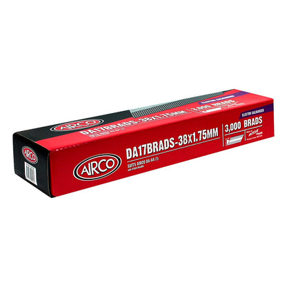 AIRCO DA Series Electro Galvanised Brad Nail - 38mm Box of 3000 BD17381