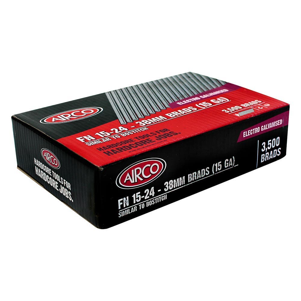 AIRCO FN Series Electro Galvanised Brad Nail - 38mm Box of 3500 BB15240