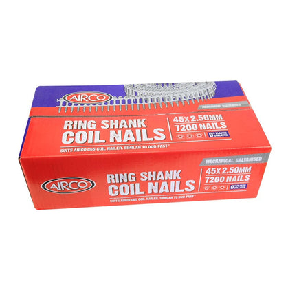 AIRCO Fencing Coil Nail Ring Shank Machanical Galv - 45mm Box of 7200 YD45258R