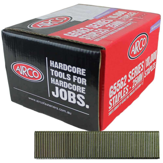AIRCO Staples Electro Galvanised - 25mm Box of 10000 SG55250