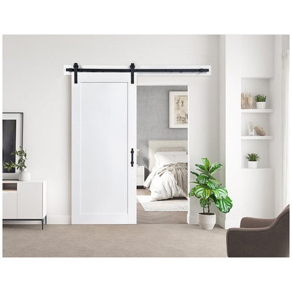 AVAH White Shaker Designed Panelled Barn Door with Soft-Closed Hardware