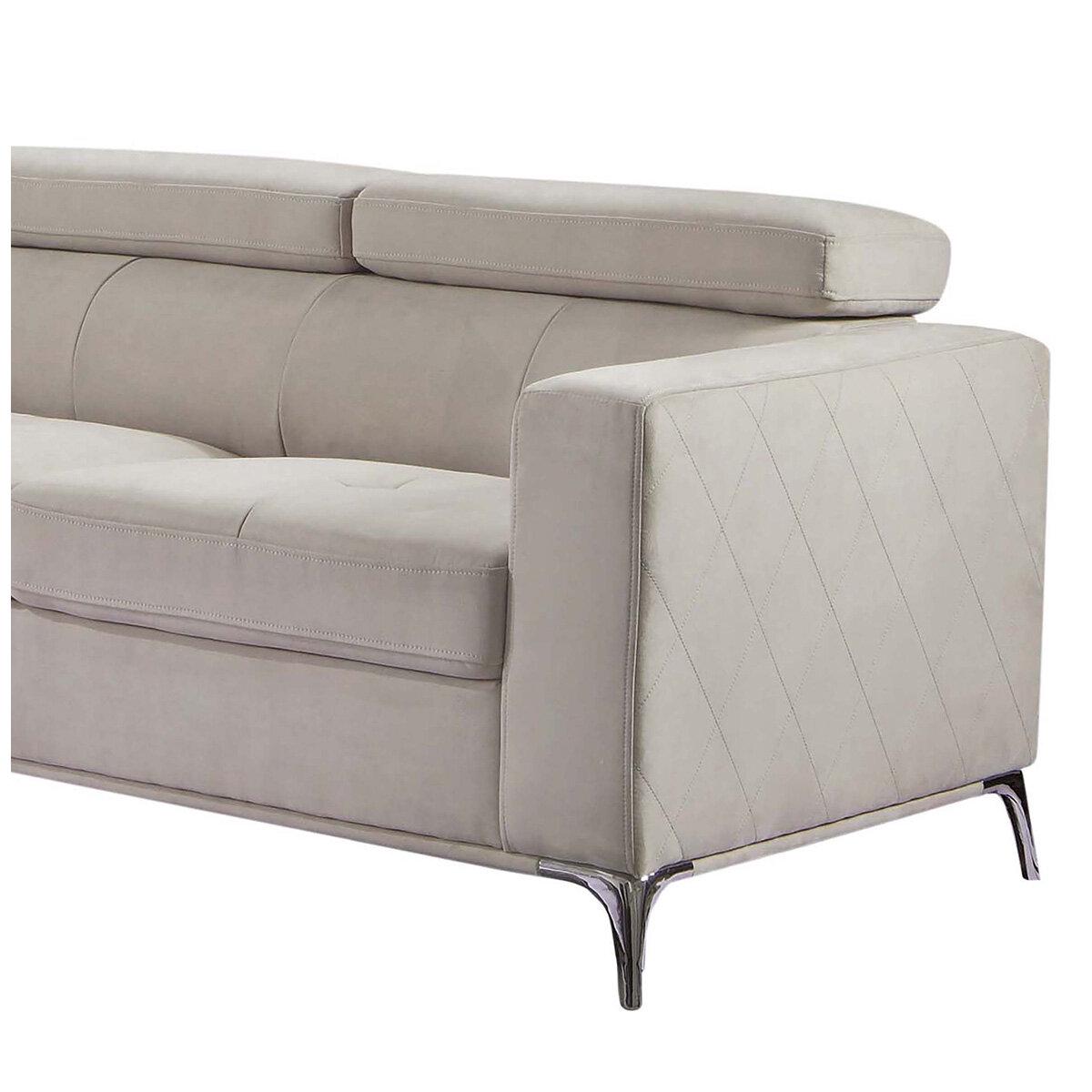 Abbyson Blaise Fabric Sectional With Storage Chaise And Adjustable Headrests Grey