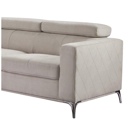 Abbyson Blaise Fabric Sectional With Storage Chaise And Adjustable Headrests Grey