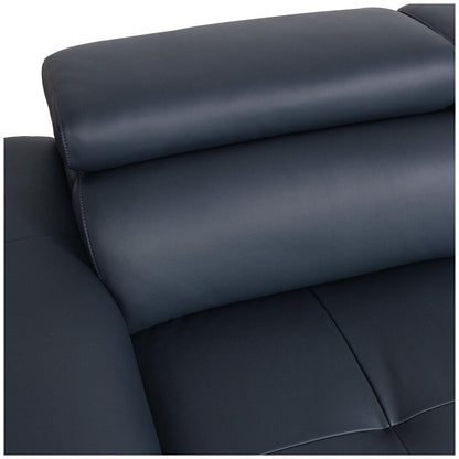 Abbyson Quinton Top Grain Leather Sectional with Adjustable Headrests Blue