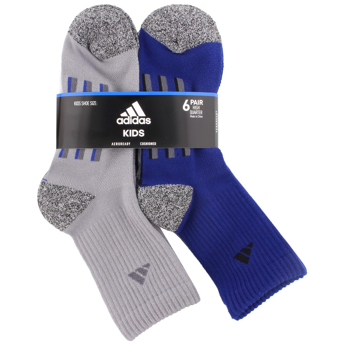 Adidas Children's Socks 6pk Grey, White and Navy