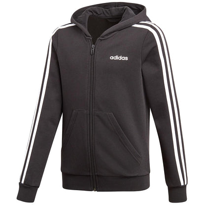 Adidas Girls' Full Zip Hooded Jacket Black and White