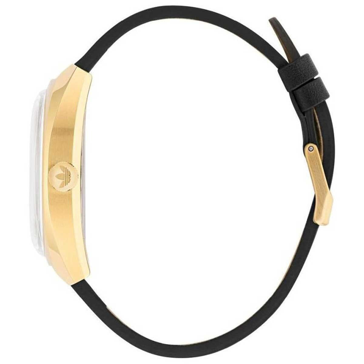 Adidas Originals Edition One Gold Tone Black Strap Watch AOFH22512