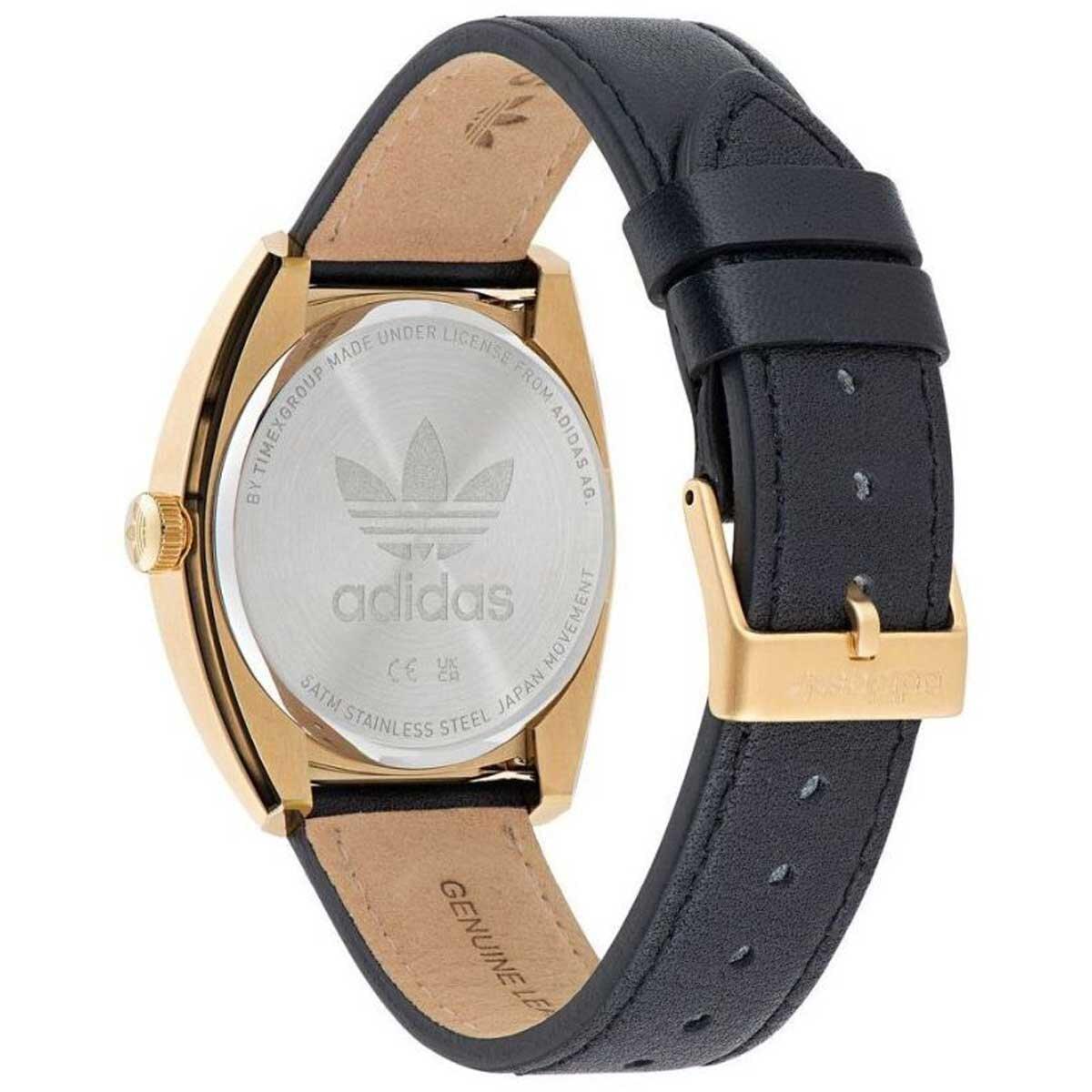 Adidas Originals Edition One Gold Tone Black Strap Watch AOFH22512