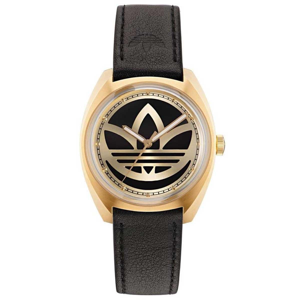 Adidas Originals Edition One Gold Tone Black Strap Watch AOFH22512