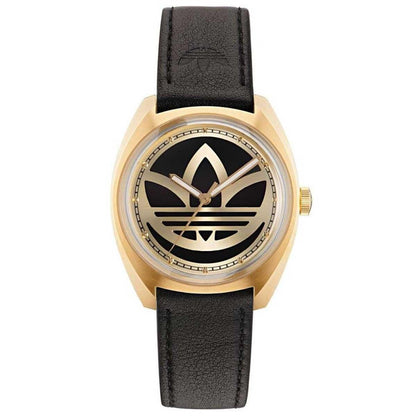 Adidas Originals Edition One Gold Tone Black Strap Watch AOFH22512