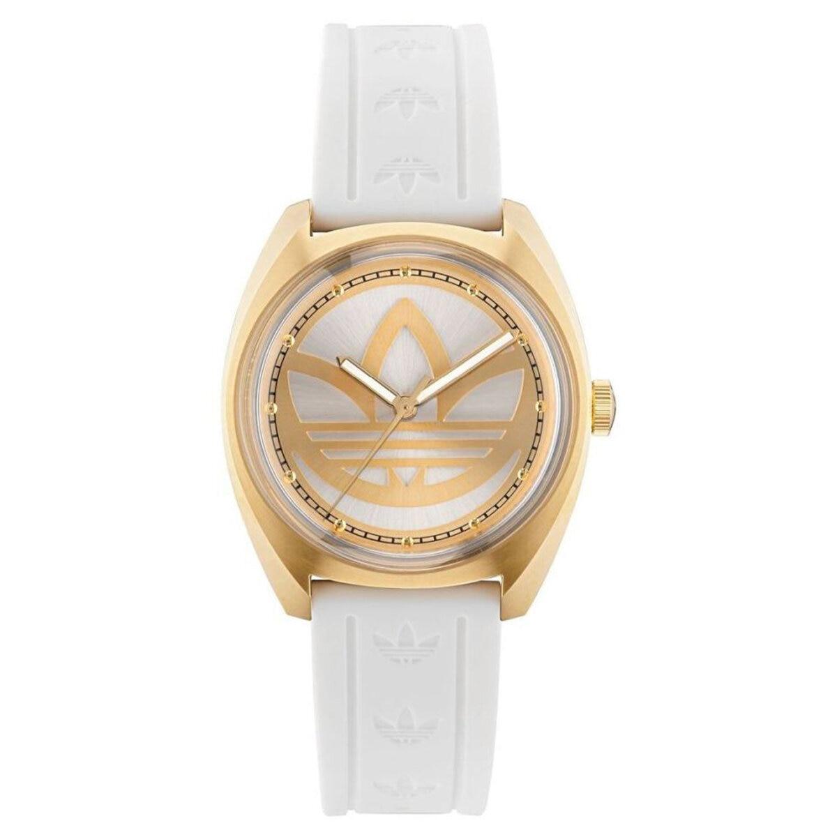 Adidas Originals Edition One Gold Tone White Strap Watch AOFH23012
