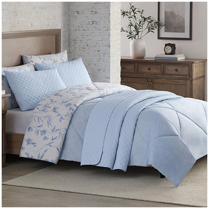 Adorn Home Comforter And Coverlet Queen 6 Piece Set Blue Emilia