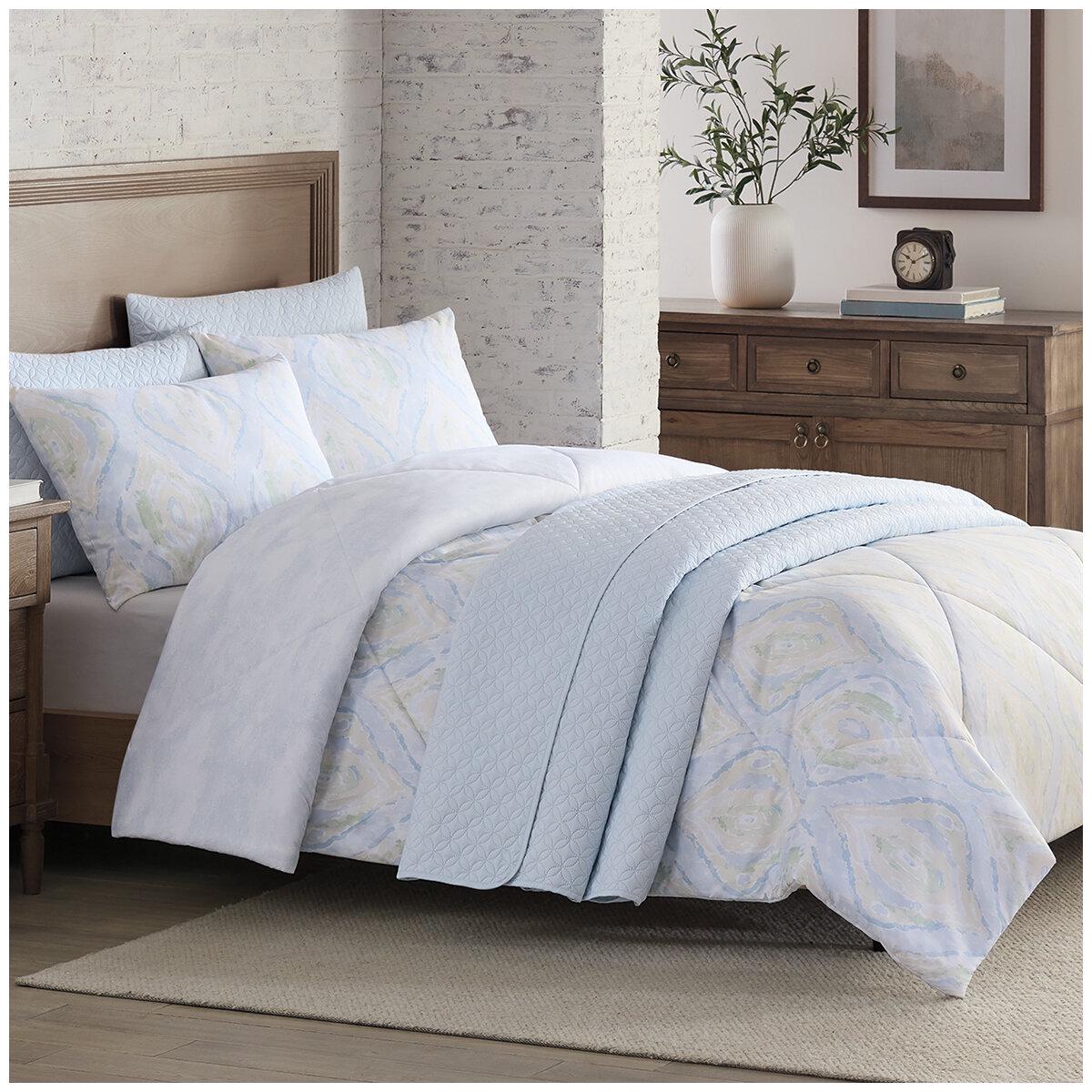 Adorn Home Comforter And Coverlet Queen 6 Piece Set Blue Oliver